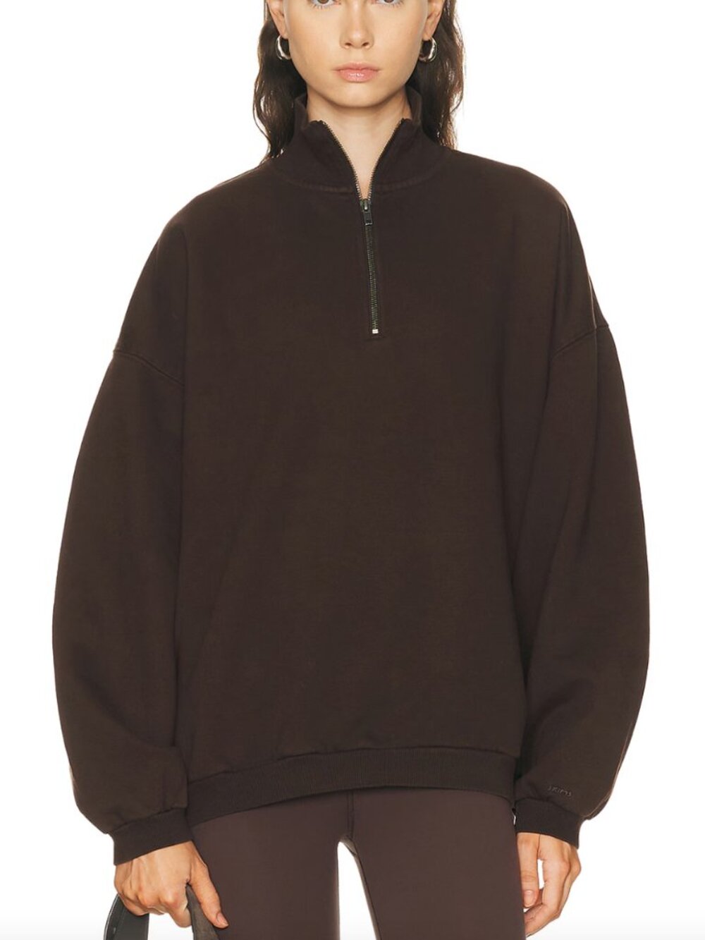 SKIMS Boyfriend Fleece 1/2 Zip Pullover - Espresso